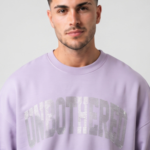 Men Oversize Hoodies Casual Baggy Rhinestone Crew Neck Fleece Sweat Shirt <b>Long</b> Sleeve Drop Shoulder Polyester <b>Sweatshirt</b> Men's - Product Image 5