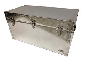 Baúl de Almacenamiento Metálico Decorativo de Estilo Moderno con Detalles de Correa de Cuero, Grande y Ecológico, para Guardar Ropa y Empacar Regalos - Product Image 3