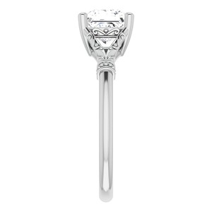 Bague de fiançailles vintage en or blanc massif 14 carats, style antique, avec moissanite taille princesse gravée de 1,25 carat - Product Image 5