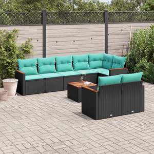 Black Poly <b>Rattan</b> Garden <b>Sofa</b> Set With Cushions Outdoor Furniture 9 Piece Garden Set - Product Image 3