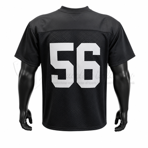 Maillot de football personnalisé en maille noire, uniforme d'équipe athlétique, vêtements de sport respirants, fournisseur OEM - Product Image 2