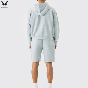 Ensemble short et sweat à capuche gris clair pour homme, respirant et personnalisé, séchage rapide - Product Image 2
