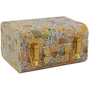 Boîte de rangement vintage en métal à motif floral, rectangulaire, motif oiseau bleu, empilable, pour articles divers, coffre de rangement - Product Image 5