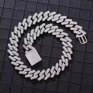 New Luxury Miami Cuban Link <b>Chain</b> Fully <b>Iced</b> D VVS Studded Diamond Tester Check Moissanite Fashion Necklaces - Product Image 1