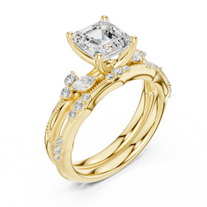 แหวนคู่รักคลาสสิก ทองคำแท้ 14k 2 กะรัต ทรง Asscher เพชร E VS1 เพชรเลี้ยงในห้องปฏิบัติการ ใบรับรอง IGI แหวนหมั้นและแต่งงานสำหรับผู้หญิง - Product Image 4