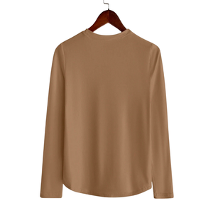 Camiseta Casual de Manga Larga para Mujer, Cuello Redondo, Tela Suave y Elástica, Básica para Uso Diario, Cómoda, Holgada, de Color Sólido y Transpirable - Product Image 2
