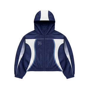 Conjunto de chándal cortavientos de nailon personalizado con bloques de color para hombre, chaqueta con cremallera, pantalones deportivos, jogger, bordado, logotipo personalizado, OEM, ODM - Product Image 2
