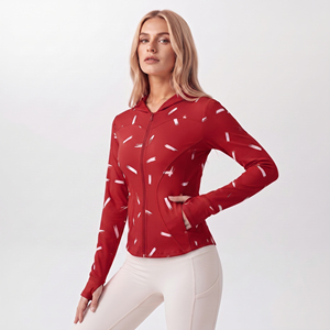 Lightweight Yoga Wear Hooded Jacket Women Sublimation Printed Zipper Slimming <b>Hoodie</b> Knitted Gym Workout Wear Full Zip-up <b>Hoodie</b> - Product Image 1
