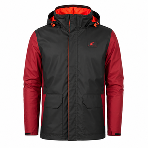 Chaqueta Acolchada Impermeable de Secado Rápido con Capucha para Hombre, con Ribete Rojo y Azul, Cremallera Completa, Aislada, para Invierno y Uso Urbano - Product Image 6
