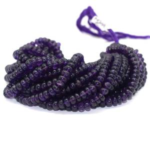 Cuentas de amatista púrpura natural lisas en forma de rondel, de 7 a 8 mm, pulidas, para la fabricación de joyas, gemas al por mayor. - Product Image 3