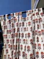 Hint El Baskılı Shibori Bohemian Çevre Dostu Çubuk Cepli Yarı Saydam Toz Geçirmez Her Mevsim Perde Pamuklu Pencere Drapesi Toptan