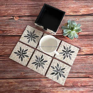 Vaisselle carrée de luxe de qualité supérieure avec incrustation de vadrouille, sous-verres en résine blanche, napperons haut de gamme écologiques - Product Image 5