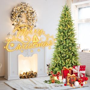 Albero di Natale Artificiale Sottile Pre-Illuminato da 2,13 m con 1612 Rami in PE/PVC e 500 Luci LED - Product Image 6