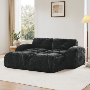 Divano a U Senza Struttura in Velluto Morbido, Design Trapuntato, Spugna ad Alta Densità 32D, Base Ergonomica, Nessun Montaggio Richiesto, per Soggiorno - Product Image 2