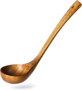 Louche en bois 2 fl oz, cuillère moyenne pour servir et cuisiner, cuillère à soupe en bois, naturelle et durable - Product Image 5