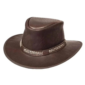 Distressed Genuine Leather <b>Western</b> Cowboy <b>Hat</b> Vintage Crazy Horse Style Outback <b>Hat</b> Waterproof Riding Cap - Product Image 6