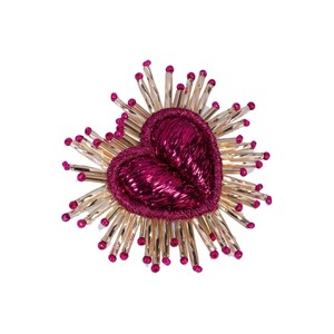 Heart Beaded <b>Badge</b> Embroidered Pin Custom Character Clove Flower Brooch for Gift and Apparel - Product Image 1
