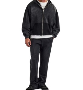 Conjunto de Sudadera con Capucha y Pantalones Deportivos con Estampado de Espuma Personalizado, Lavado Ácido, Estilo Deportivo, para Hombre, de Algodón - Product Image 1