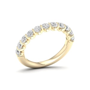 Anillo de compromiso y boda de media eternidad con diamante cultivado en laboratorio de corte redondo en oro de 10K/14K/18K y plata 925/935 con baño de rodio - Product Image 2