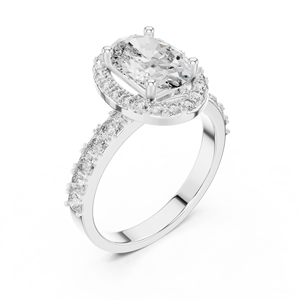 Elegante Anillo de Compromiso Redondo de Oro con Diamante, Diamante Creado en Laboratorio con Halo Oculto y Banda Completamente Pavimentada, Joyería Nupcial Moderna - Product Image 4