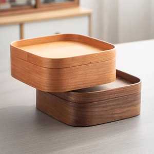 Boîte à clés en bois poli avec couvercle à charnières, tiroir coulissant, plateau amovible, serrure métallique circulaire, organisateur élégant - Product Image 5