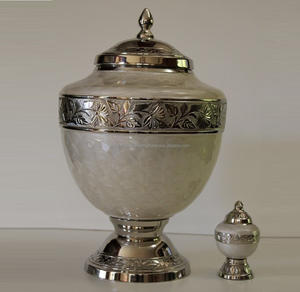 Urnes funéraires en laiton de haute qualité, gravées, blanc nacré, Meena, pour cendres humaines ou d'animaux de compagnie, souvenirs pour adultes, fournitures funéraires - Product Image 2