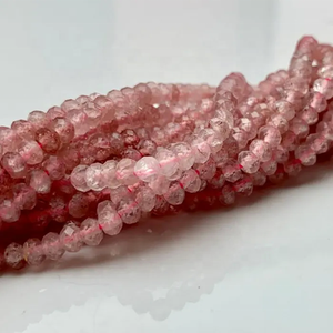 3mm 4mm 5mm AAA grado Natural rosa fresa cuarzo facetado Rondelle forma venta al por mayor cuentas de piedras preciosas sueltas para la fabricación de joyas - Product Image 3