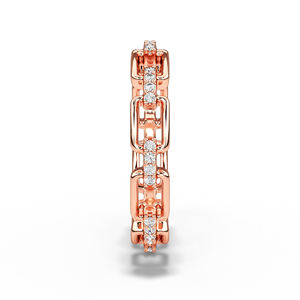 Anillo de cadena moderno con diamantes cultivados en laboratorio, oro macizo de 14K, banda apilable con diamantes redondos, joyería minimalista de compromiso - Product Image 6