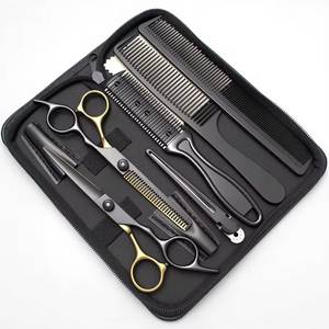 Ensemble professionnel de ciseaux de coiffure, ciseaux à effiler, peignes, couleur personnalisée, acier inoxydable, pour droitiers, manche long, tranchants et de haute qualité - Product Image 2
