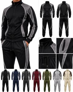 Ensemble de survêtement d'hiver pour homme, couleur unie, avec cordon de serrage, manches longues, col montant, vêtements de sport respirants en polaire polyester - Product Image 5