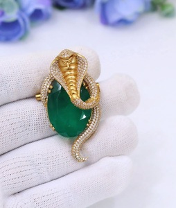 Stylish Premium Quality Brass Gold Plated Stone Look CZ Zircon Brooch For Men And Boys Wedding Wear Collection - Product Image 4