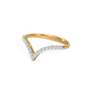 Bague en diamant de laboratoire en forme de V avec bande croisée - Product Image 1