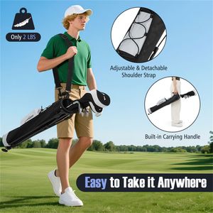 Borsa da Golf Portatile a Doppio Trasporto con Tasca con Cerniera e Porta Bottiglia, con Tracolla e Maniglia Superiore Grigia e Nera - Product Image 5