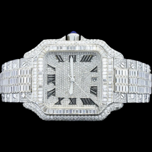 High Quality Fashion 41MM Baguette and Round Moissanite Diamond <b>Iced</b> <b>Out</b> Customized Premium Stainless Steel Band Man's <b>Watch</b> - Product Image 1