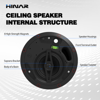 HINAR Sistem Speaker Plafon 6.5 Inci 2.1 Kanal Amplifier Kelas D Bluetooth 100W 8 Ohm Penutup Magnetik untuk Kantor