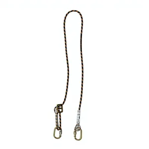 Lanière de positionnement de travail en polyester tressé, lanière de protection contre les chutes, corde de sécurité avec mousquetons métalliques, dispositif de retenue de travail réglable - Product Image 1