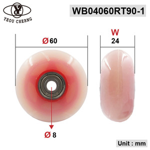 YEOU CHERNG WB04060RT90-1 PU <b>Wheels</b> Red Gradient 90A Hardness for Automation Machinery - Product Image 2