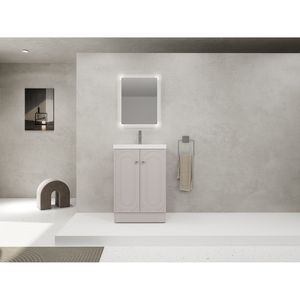 Lavanderia da bagno autoportante da 24 "con lavello in resina bianca e 2 porte dell'armadio a chiusura morbida KD-categoria di prodotti di imballaggio - Product Image 2