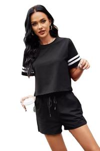 <b>Women's</b> Summer Cotton Polyester Breathable Quick Dry Custom Logo Embroidered <b>Sweat</b> Sets Home Wear Loungewear <b>Shorts</b> Wholesale - Product Image 5