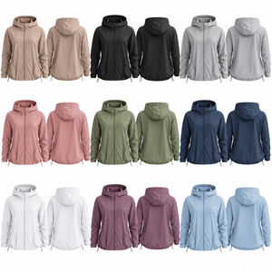 Custom <b>Women</b>’s <b>Lightweight</b> Training <b>Jacket</b> Full Zip <b>Hooded</b> Quick Dry Windbreaker Athletic Workout <b>Jacket</b> OEM Private Label - Product Image 2
