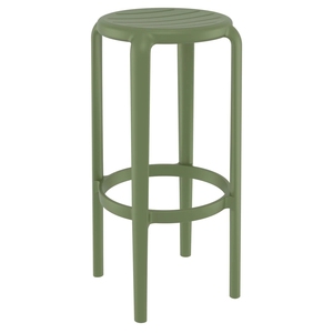Taburete de Bar Redondo de Terciopelo de Lujo con Patas de Metal Dorado y Reposapiés, Silla Alta sin Respaldo para Comedor o Barra de Desayunos - Product Image 5