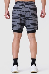 Wholesale <b>Mens</b> Custom 2 in 1 Sports <b>Shorts</b> Double Layer Premium Running Gym <b>Shorts</b> With <b>Compression</b> Inner Liner Quick Dry Fabric - Product Image 2