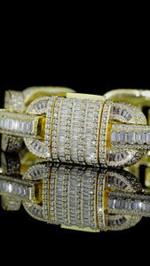 Pulsera Cubana de Plata de Ley 925 con Diamantes Simulados de Corte Baguette Estilo Mariner Iced Out para Regalos de Boda o Compromiso - Product Image 4
