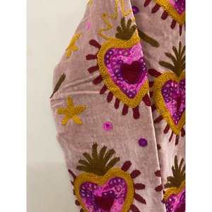 Elegant Embroidered Knitted <b>Velvet</b> Cotton Jacket <b>Women</b> Mandarin Collar Full Sleeve Autumn Floral Pattern Open Front <b>Coat</b> - Product Image 2