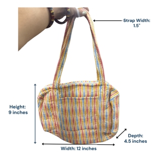 Quilted Hand Block Printed <b>Mini</b> Duffle <b>Bag</b> Cotton Boho Travel Ethnic <b>Gym</b> Lightweight Large Capacity Zipper Sport Casual - Product Image 4