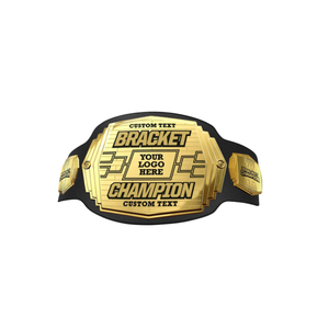 High Quality <b>Bracket</b> Champion Belt <b>Black</b> Leather Sports Title Belt with Gold Plate & Logo Space for Personalized Awards - Product Image 1