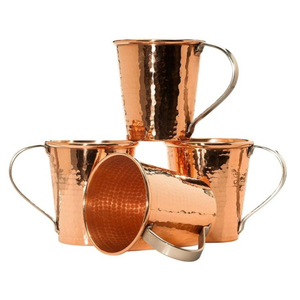 Vintage Pure Solid Copper <b>Mugs</b> <b>Set</b> Of 4 Handcrafted Beer Steins With Brass Handle Lacquer Coated Drinking For Cocktails Beers - Product Image 3