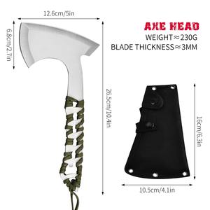 Hache de survie en acier inoxydable à manche intégral, finition satinée, avec étui en nylon - Product Image 4