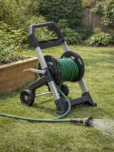 Enrouleur de tuyau d'arrosage en métal durable de 200 pieds avec cadre en aluminium pour jardin, usage industriel et atelier ODGGAR015 - Product Image 6