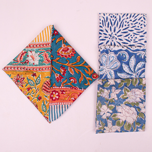 Mouchoirs en coton de luxe imprimés à la main, style bohème vintage, bandana pour femmes, artisanat écologique, réutilisable, cadeau - Product Image 1
